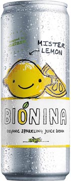 Bionina mister lemon, canette de 33 cl, paquet de 24 pièces