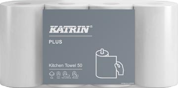 Katrin plus rouleau d'essuie-tout, 2 plis, 50 feuilles par rouleau, paquet de 4 rouleaux