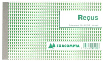 Exacompta reçus, ft 10,5 x 18 cm, français, dupli (2 x 50 feuilles)