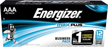 Energizer piles max plus, aaa, paquet de 20 pièces