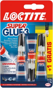 Loctite colle instantanée super glue universal, 2 + 1 gratuit, sous blister