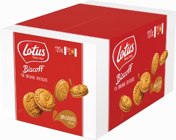 Lotus biscoff speculoos fourrés, boîte de 120 pièces avec 1 biscuit, 10  g, crème au speculoos