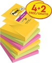 Post-it super sticky z-notes carnival, 90 feuilles, ft 76 x 76 mm, 4 + 2 gratuit