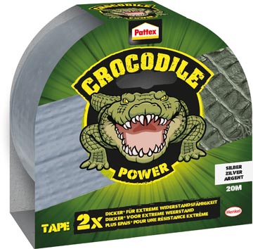 Pattex ruban adhésif crocodile power tape longueur: 20 m, gris