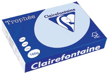 Clairefontaine trophée pastel, papier couleur, a4, 160 g, 250 feuilles, bleu azur