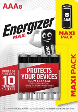 Energizer piles max aaa, blister de 8 pièces
