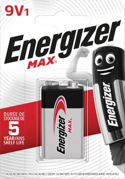 Energizer pile max 9v, sous blister