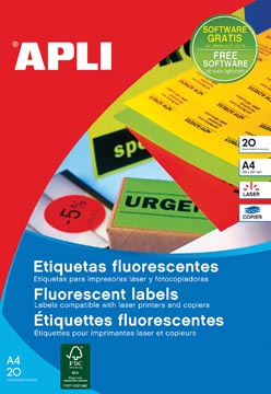 Apli étiquettes fluorescentes 64 x 33,9 mm (l x h) jaune