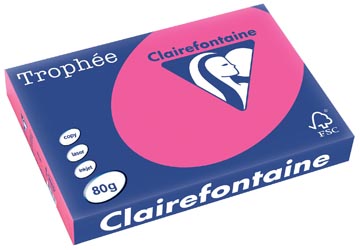 Clairefontaine trophée intens, papier couleur, a3, 80 g, 500 feuilles, rose fluo