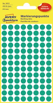 Avery etiquettes ronds diamètre 8 mm, vert, 416 pièces