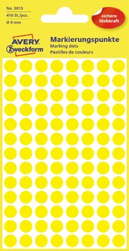 Avery etiquettes ronds diamètre 8 mm, jaune, 416 pièces