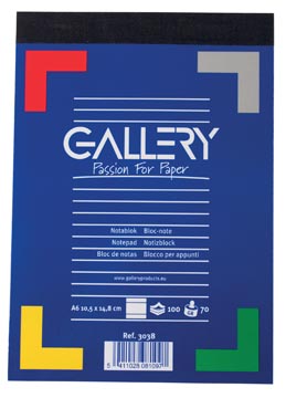 Gallery carnet de notes, ft a6, ligné, 70 g/m²