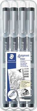 Staedtler fineliner  pigment liner étui chevalet de 4 pièces (0,1 - 0,3 - 0,5 et 0,7 mm)