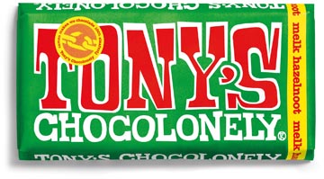 Tony's chocolonely barre de chocolat, 180g, noisette