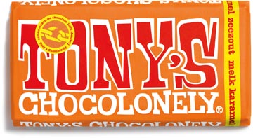 Tony's chocolonely barre de chocolat, 180g, caramel sel de mer