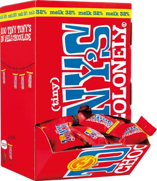 Tony's chocolonely barre de chocolat mini, 900g, boîte de 100 pièces emballé séparément, lait