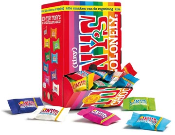 Tony's chocolonely barre de chocolat mini, 900g, boîte de 100 pièces emballé séparément, mix