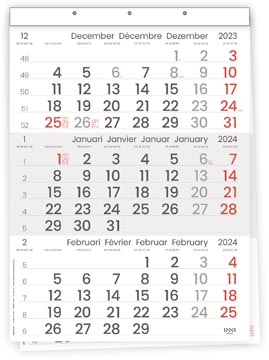 Calendrier trimestriel compact