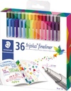 Staedtler fineliner triplus, étui de 36 pièces dont 10 gratuites, assorti