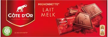 Côte d'or mignonnettes chocolat, lait, 10 g, boîte de 24 pièces, emballé séparément