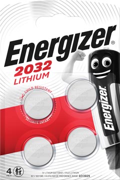Energizer piles bouton lithium, cr2032, blister 4 pièces