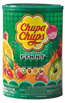 Chupa chups sucettes, tube fruit, paquet de 100 pièces