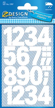 Avery etiquettes chiffres et lettres 0-9 large, 2 feuilles, wit, film résistant aux intempéries