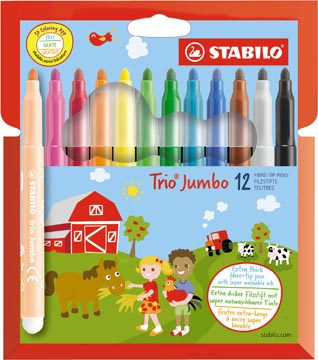 Stabilo trio jumbo feutre, étui de 12 pièces, assorti