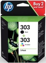 Hp cartouche d'encre 303, 165-200 pages, oem 3ym92ae, 1 x noir et 1x 3 couleurs