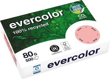 Clairefontaine evercolor, papier couleur recyclé, a4, 80g, 500 feuilles, rose
