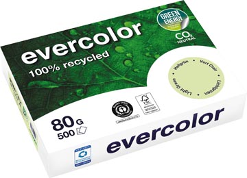 Clairefontaine evercolor, papier couleur recyclé, a4, 80g, 500 feuilles, vert pâle