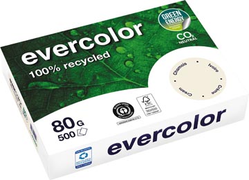 Clairefontaine evercolor, papier couleur recyclé, a4, 80g, 500 feuilles, ivoire