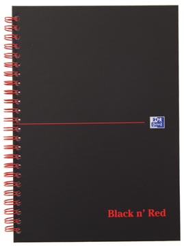 Oxford black n' red cahier spiralé en carton, 140 pages ft a5, quadrillé 5 mm