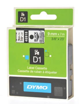 Dymo d1 ruban 9 mm, noir sur transparent