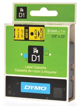 Dymo d1 ruban 9 mm, noir sur jaune