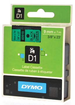 Dymo d1 ruban 9 mm, noir sur vert