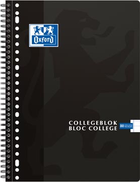 Oxford school bloc collège, ft a4+, 160 pages, 23 trous, marge, ligné, noir