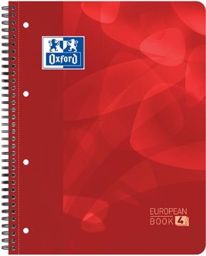 Oxford school projectbook cahier à reliure, ft a4+, 4 trous, quadrillé 5 mm, rouge
