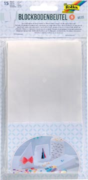 Folia sac en papier, 100 x 55 x 175 mm, paquet de 15 pièces, blanc
