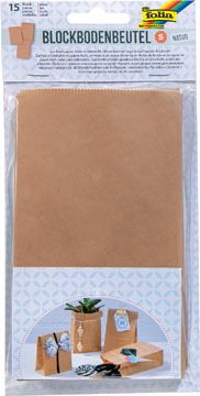 Folia sac en papier, 100 x 55 x 175 mm, paquet de 15 pièces, kraft