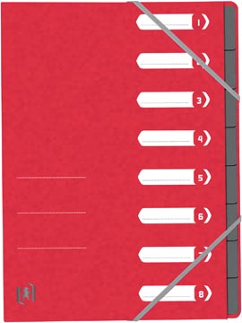 Elba oxford top file+ trieur, 8 compartiments, avec des élastiques, rouge