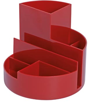 Maul organisateur de bureau roundbox eco, 85% recycled, ø14x12.5cm, 7 compartiments, plumier rouge