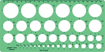 Linex gabarit de cercle 1 - 35 mm, contient 39 cercles et alignement millimétrique