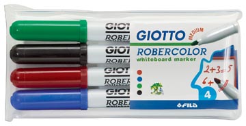 Giotto robercolor, marqueur pour tableaux blancs, moyen, ronde, étui de 4 pièces en couleurs assorties