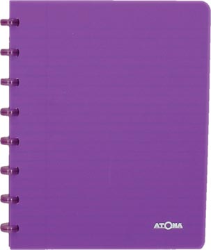 Atoma trendy cahier, ft a5, 144 pages, quadrillé 5 mm, transparant paars