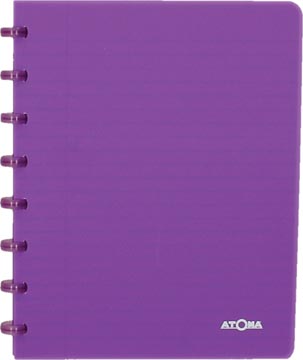 Atoma trendy cahier, ft a5, 144 pages, commercieel quadrillé, transparant paars