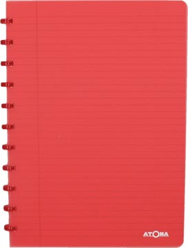 Atoma trendy cahier, ft a4, 144 pages, ligné, transparant rood