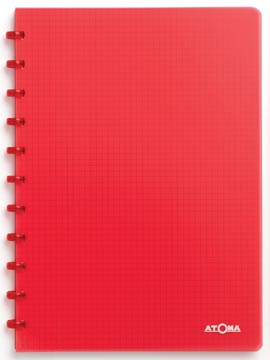 Atoma trendy cahier, ft a4, 144 pages, quadrillé 5 mm, transparant rood