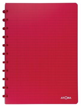 Atoma trendy cahier, ft a4, 144 pages, commercieel quadrillé, transparant rood