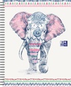 Oxford boho chic cahier spiralé, ft a4+, 120 pages, ligné, éléphant